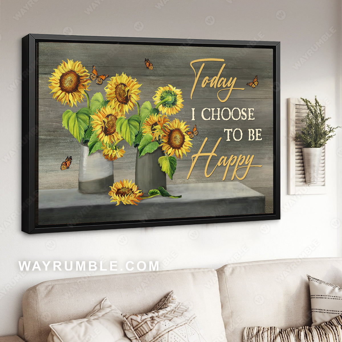 Sunflower artwork, Monarch butterfly, Today I choose to be happy - Jesus Landscape Canvas Prints, Home Decor Wall Art