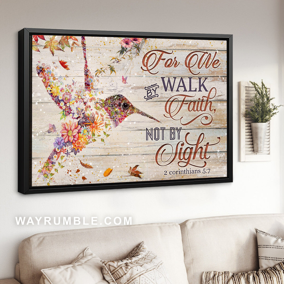 Unique bird, Flower painting, Spring forest, For we walk by faith - Jesus Landscape Canvas Prints, Home Decor Wall Art