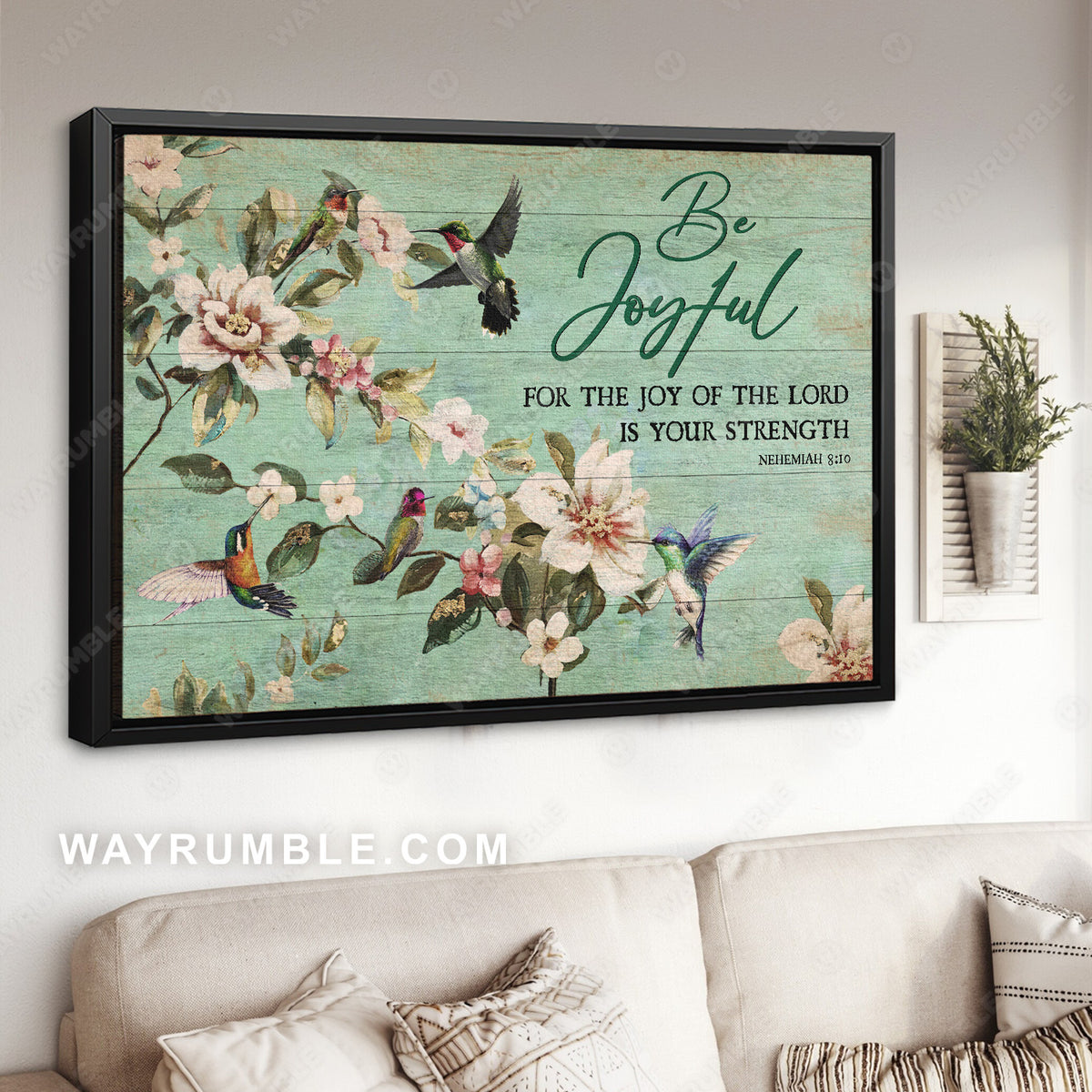 Jasmine garden, Hummingbird drawing, Be joyful - Jesus Landscape Canvas Prints, Christian Wall Art