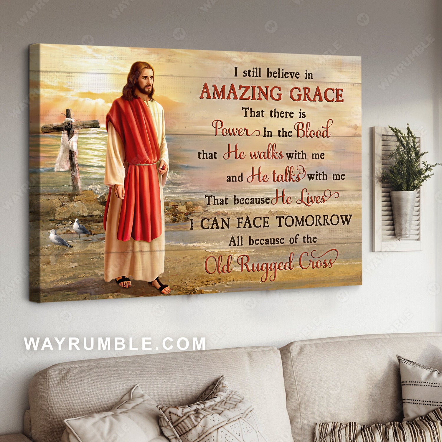 Jesus calls, Stunning sunset, I still believe in amazing grace - Jesus Landscape Canvas Prints, Home Decor Wall Art