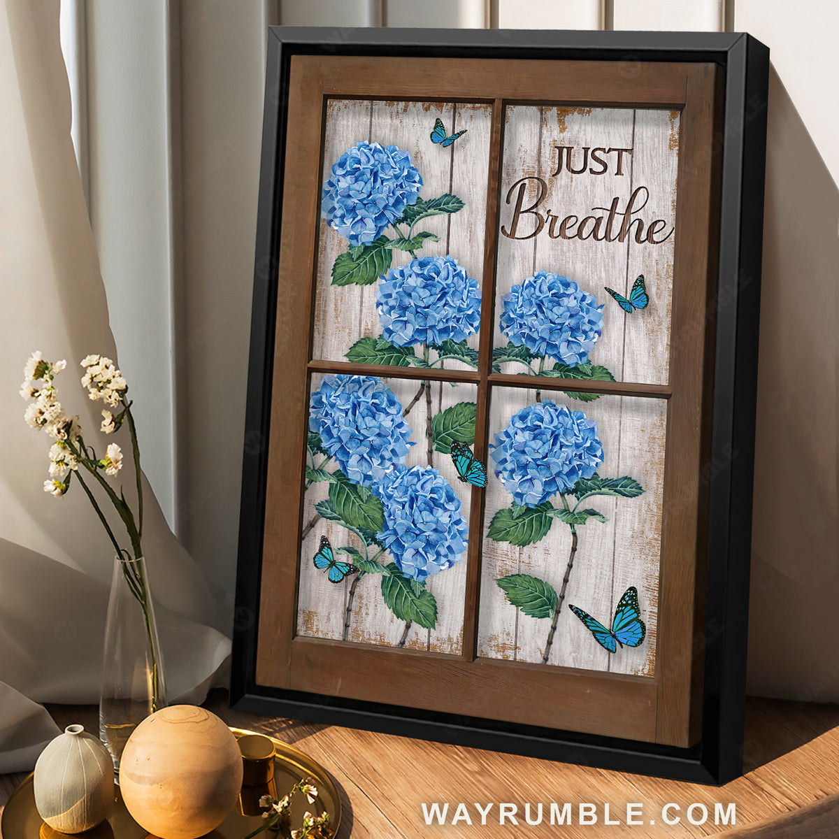 Beautiful hydrangeas, Blue flower, Monarch butterfly, Just breathe - Jesus Portrait Canvas Prints, Home Decor Wall Art