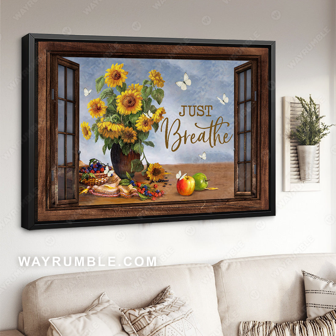 Unique sunflower, Apple drawing, Fresh raspberries, Just breathe - Jesus Landscape Canvas Prints, Christian Wall Art