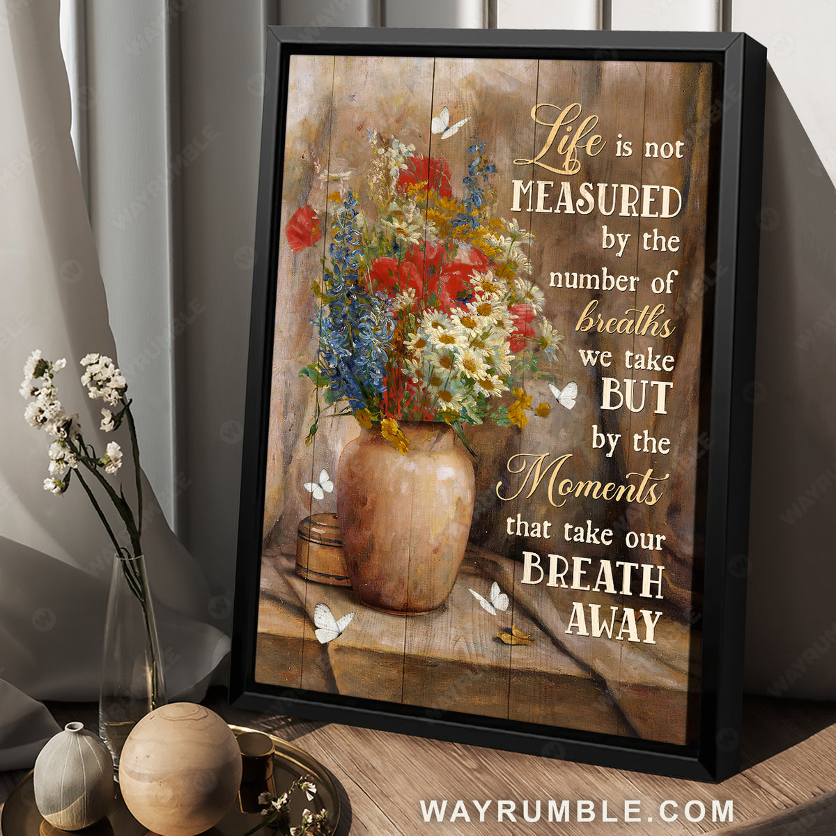 Flower artwork, Flower vase, Life is not measured by the number of breaths - Jesus Portrait Canvas Prints, Home Decor Wall Art
