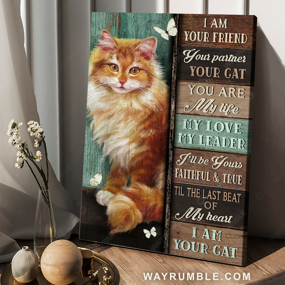 Stunning cat drawing, White butterfly, I am your friend, I am your cat - Jesus Portrait Canvas Prints, Christian Wall Art