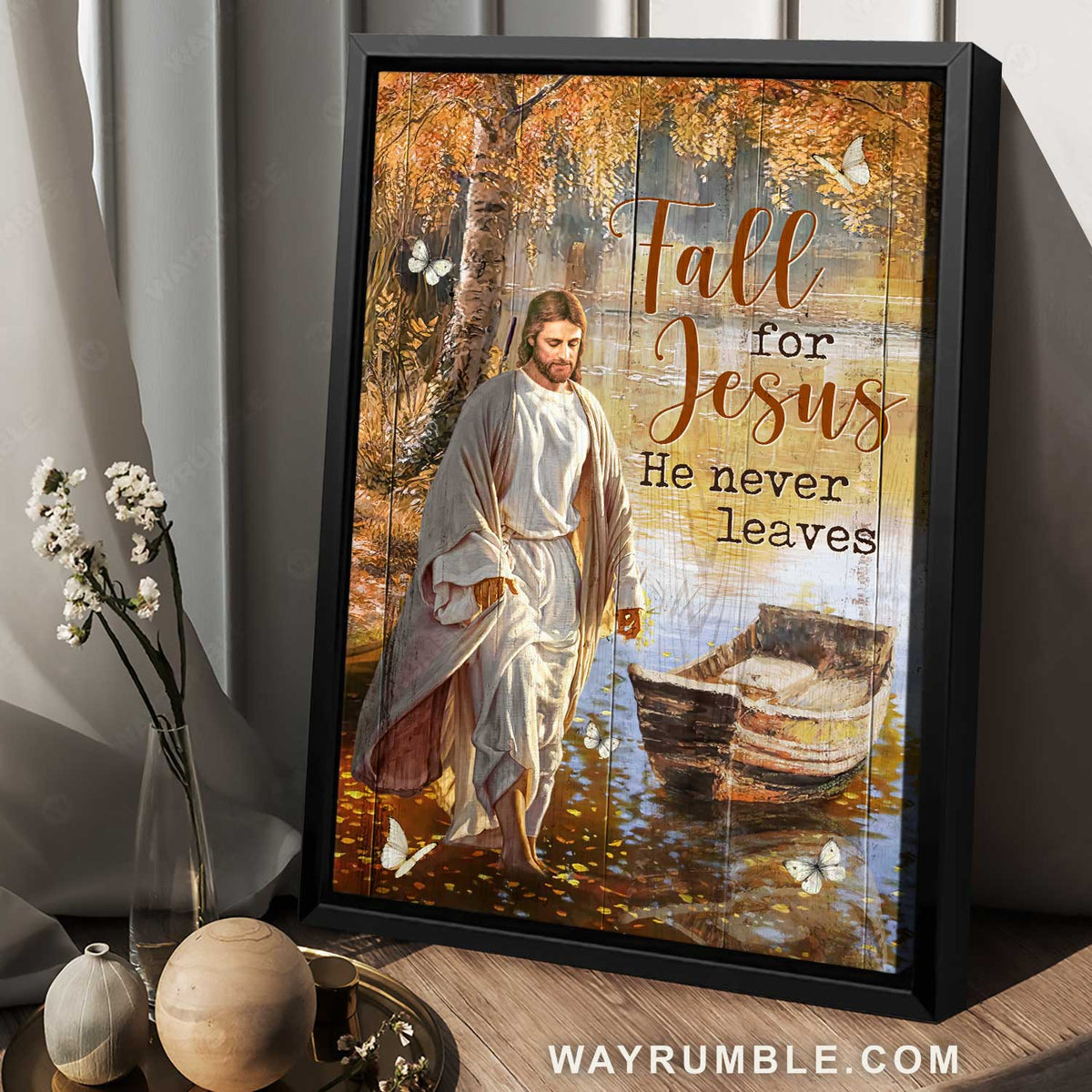 Jesus painting, Jesus walking on the water, Beautiful lake, Fall for Jesus - Jesus Portrait Canvas Prints, Wall Art