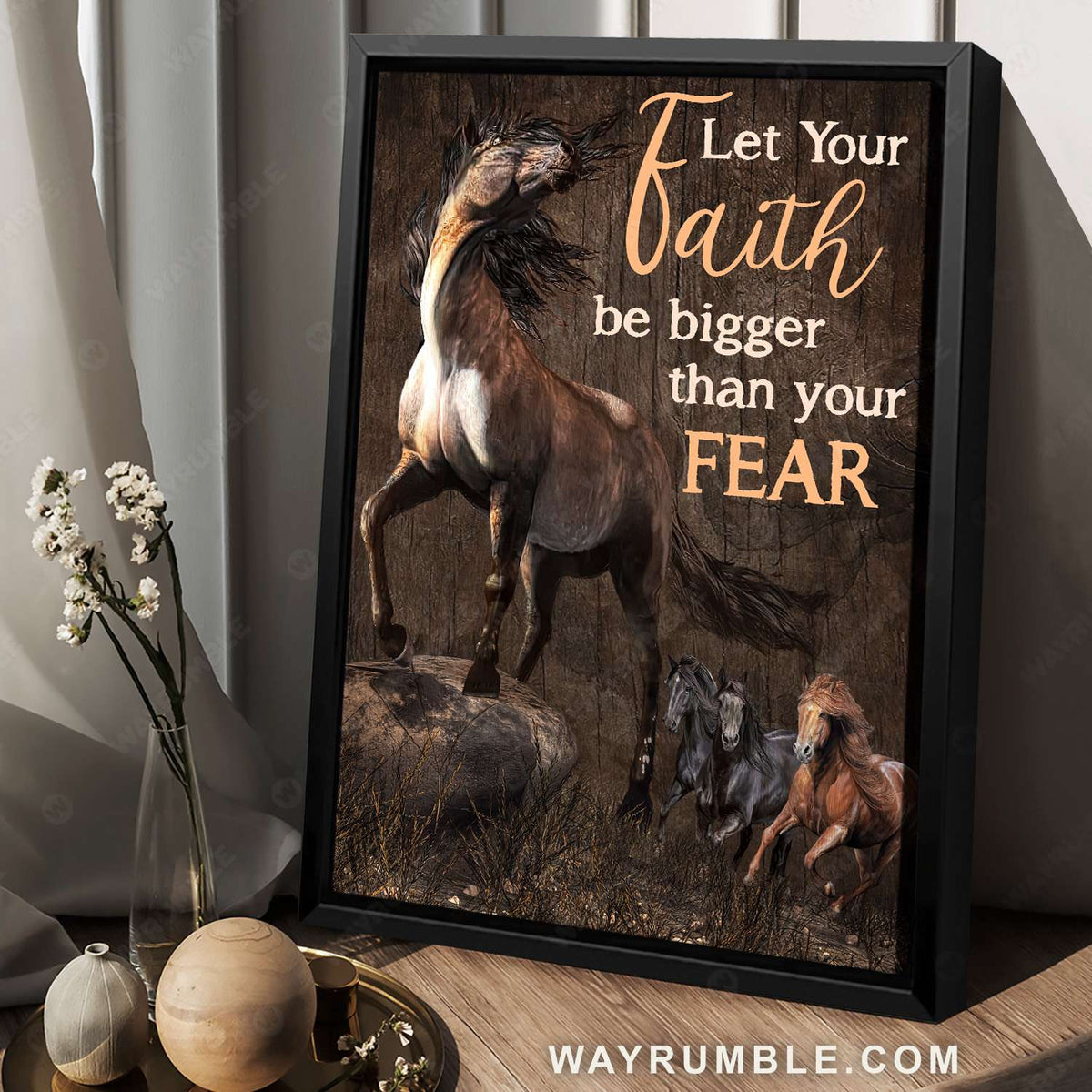 Horse painting, Meadow land, Dark cloud, Let your faith be bigger than your fear - Jesus Portrait Canvas Prints, Christian Wall Art