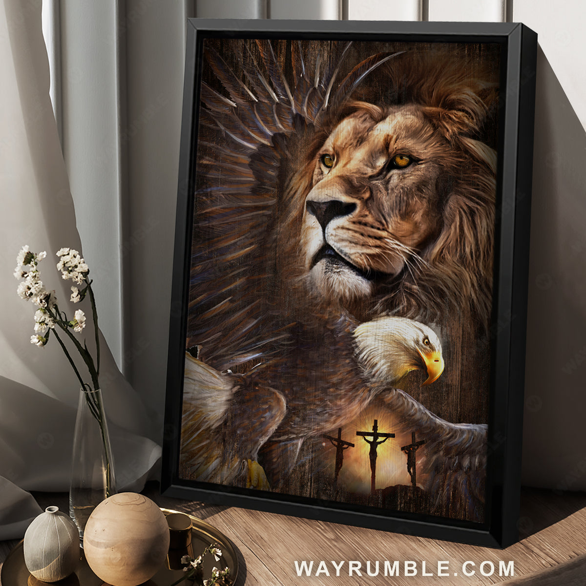 Lion of Judah, Eagle drawing, King of Kings, Jesus symbol - Jesus Portrait Canvas Prints, Christian Wall Art