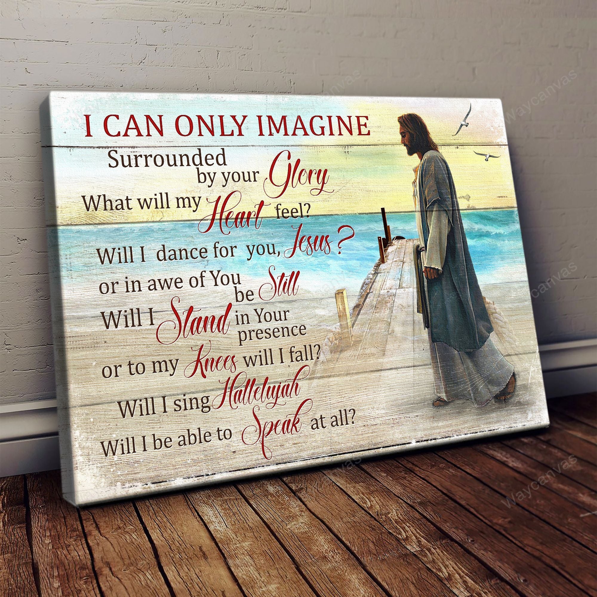 Jesus Painting, Walking on the beach, I can only imagine - Jesus Landscape Canvas Prints, Wall Art
