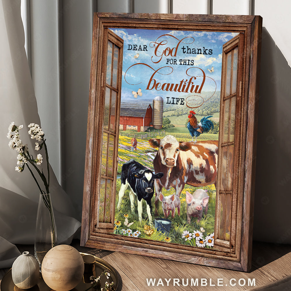 Peace farm, Diary cow, Meadow land, Thanks for this beautiful life - Jesus Portrait Canvas Prints, Christian Wall Art