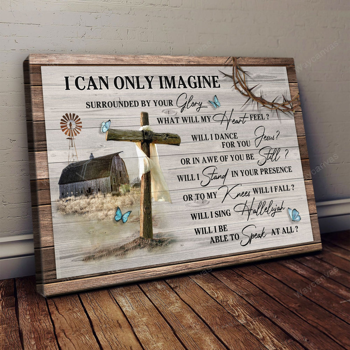 Old Barn Painting, Wooden Cross, Butterfly, I can only imagine - Jesus Landscape Canvas Prints, Wall Art