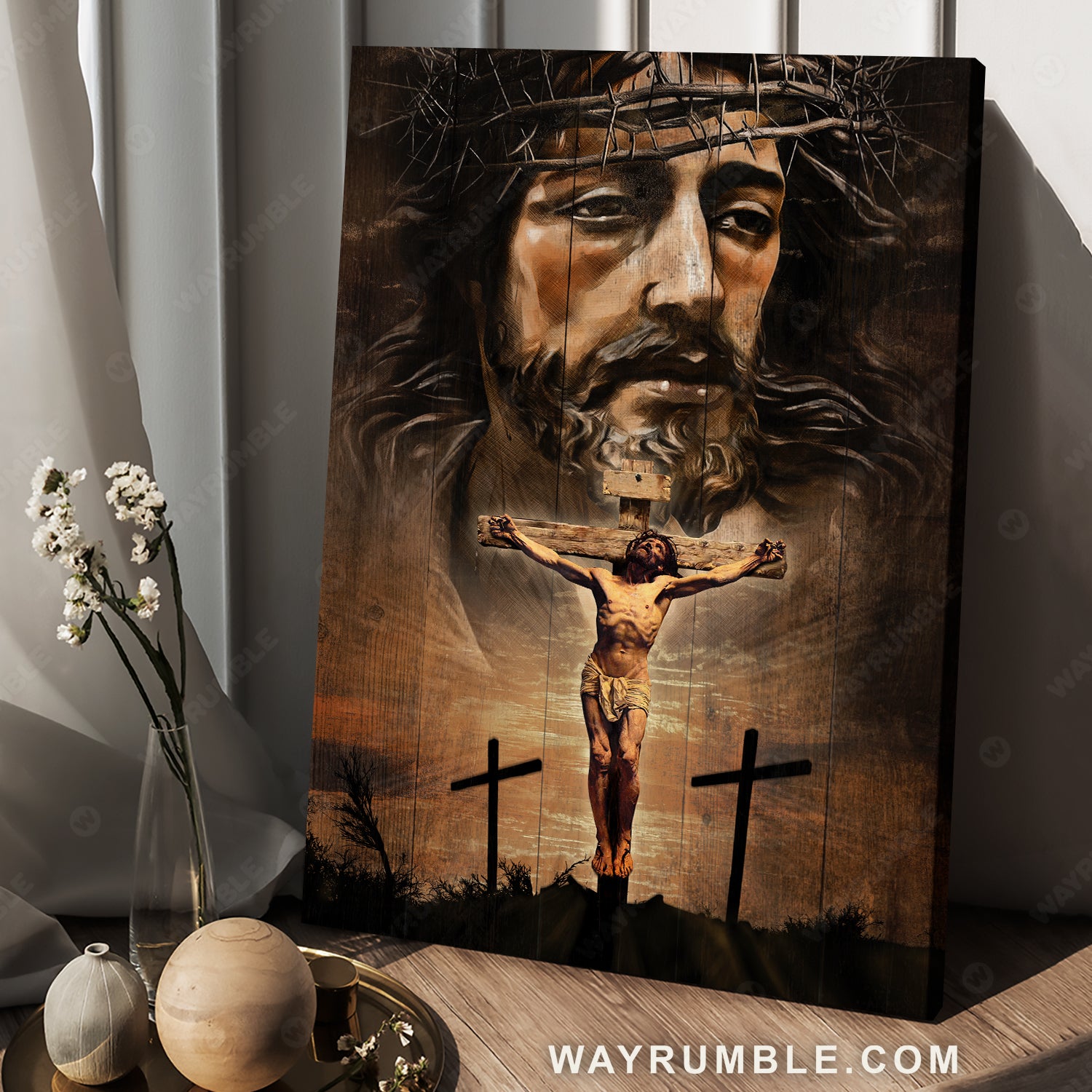 The real face of Jesus, Jesus on the cross, Infinite halo - Jesus Portrait Canvas Prints, Christian Wall Art