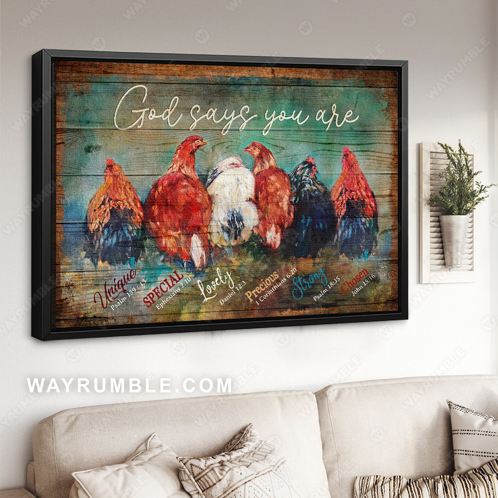Jesus, Awesome chicken, Farm - God says you are Landscape Canvas Prints, Wall Art