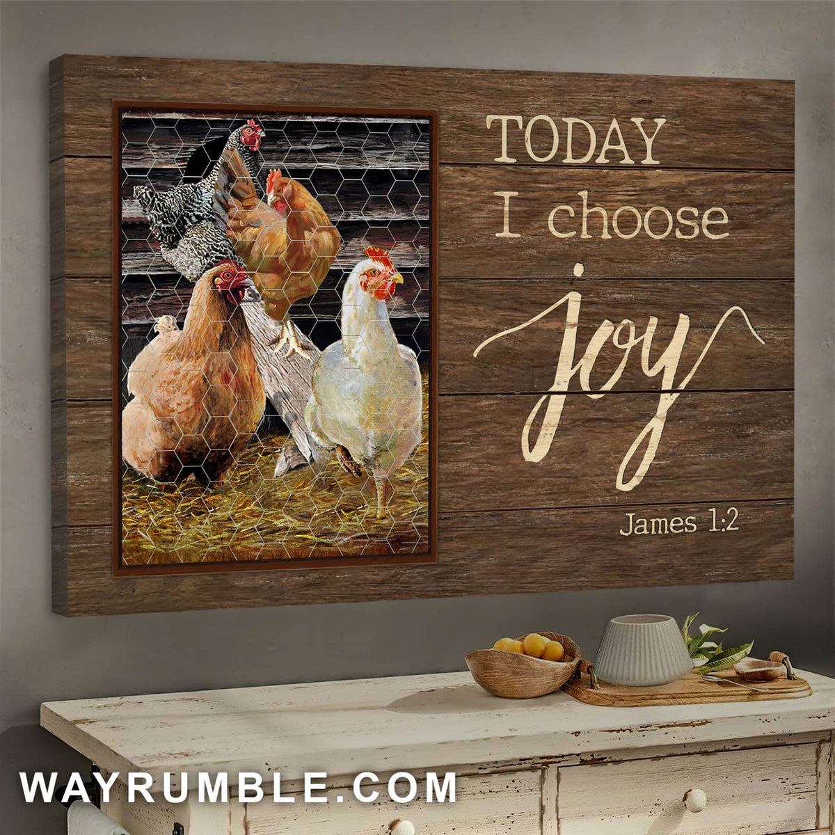 Chicken family, Henhouse, Today I choose Joy - Jesus Landscape Canvas Prints, Wall Art