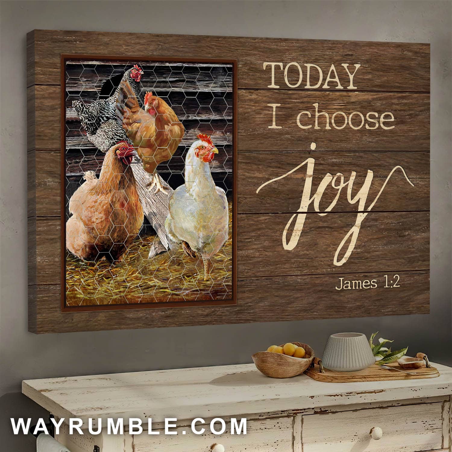 Chicken family, Henhouse, Today I choose Joy - Jesus Landscape Canvas Prints, Wall Art