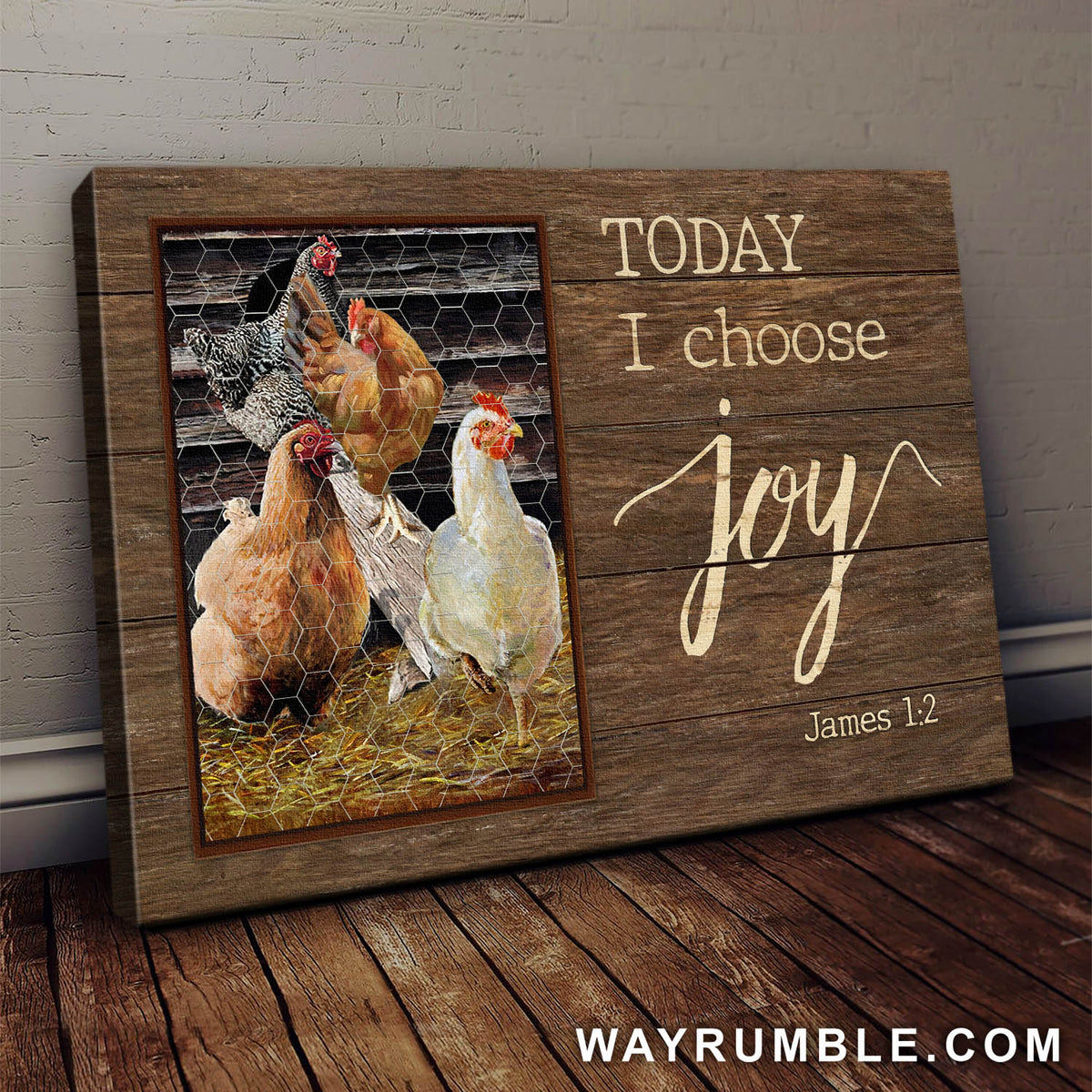 Chicken family - Today I choose Joy - Jesus Landscape Canvas Prints, Wall Art