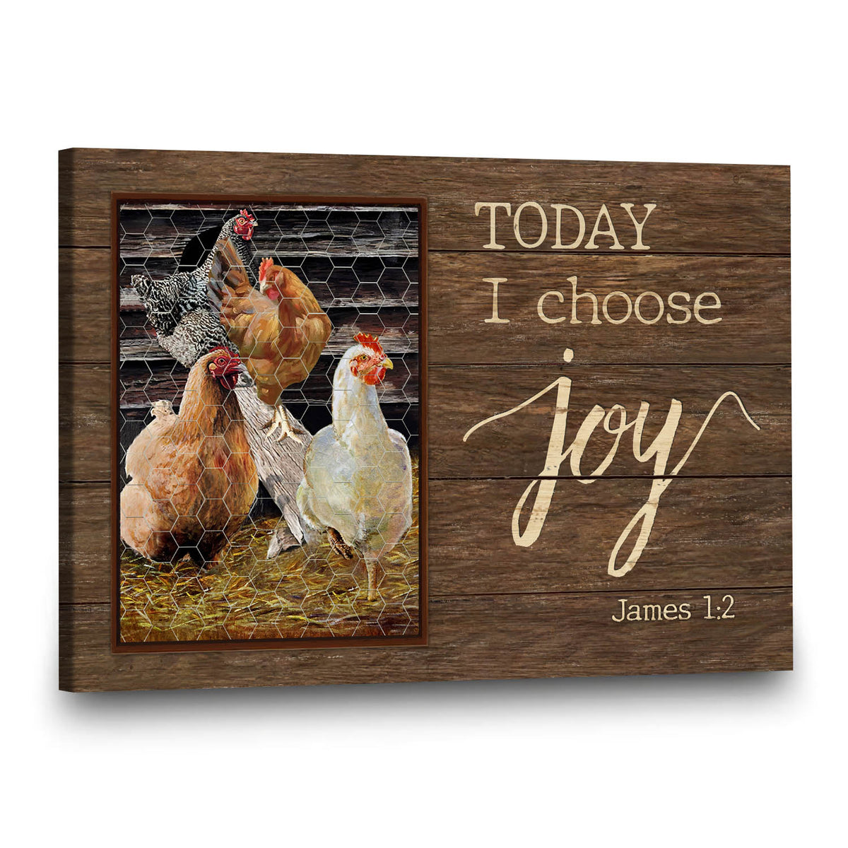Chicken family - Today I choose Joy - Jesus Landscape Canvas Prints, Wall Art