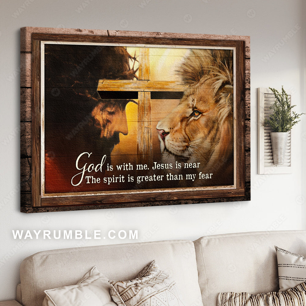 Lion of Judah, Big cross, The life of Jesus, God is with me, Jesus is near - Jesus Landscape Canvas Prints, Christian Wall Art