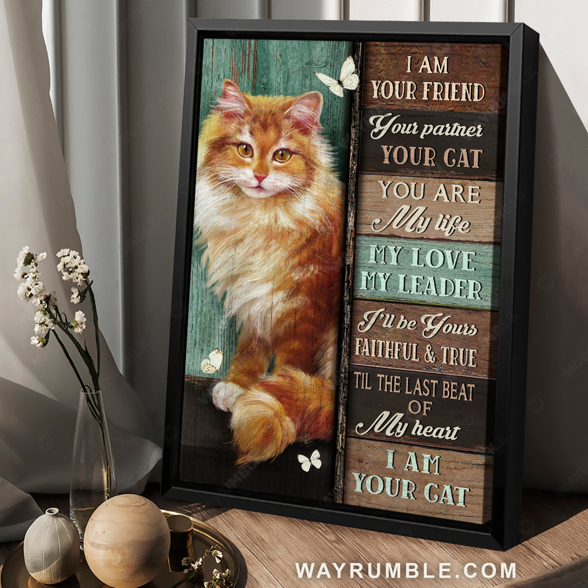 Stunning cat drawing, White butterfly, I am your friend, I am your cat - Jesus Portrait Canvas Prints, Christian Wall Art