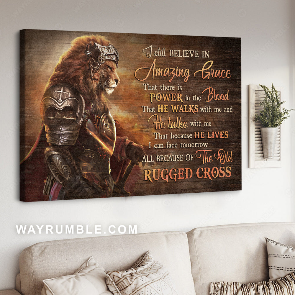 Amazing warrior, King of Kings, Lion drawing, I still believe in amazing grace - Jesus Landscape Canvas Prints, Christian Wall Art