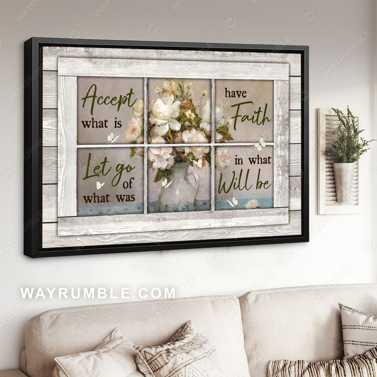Pastel rose vase, Still life painting, Accept what is let go - Jesus Landscape Canvas Prints, Christian Wall Art
