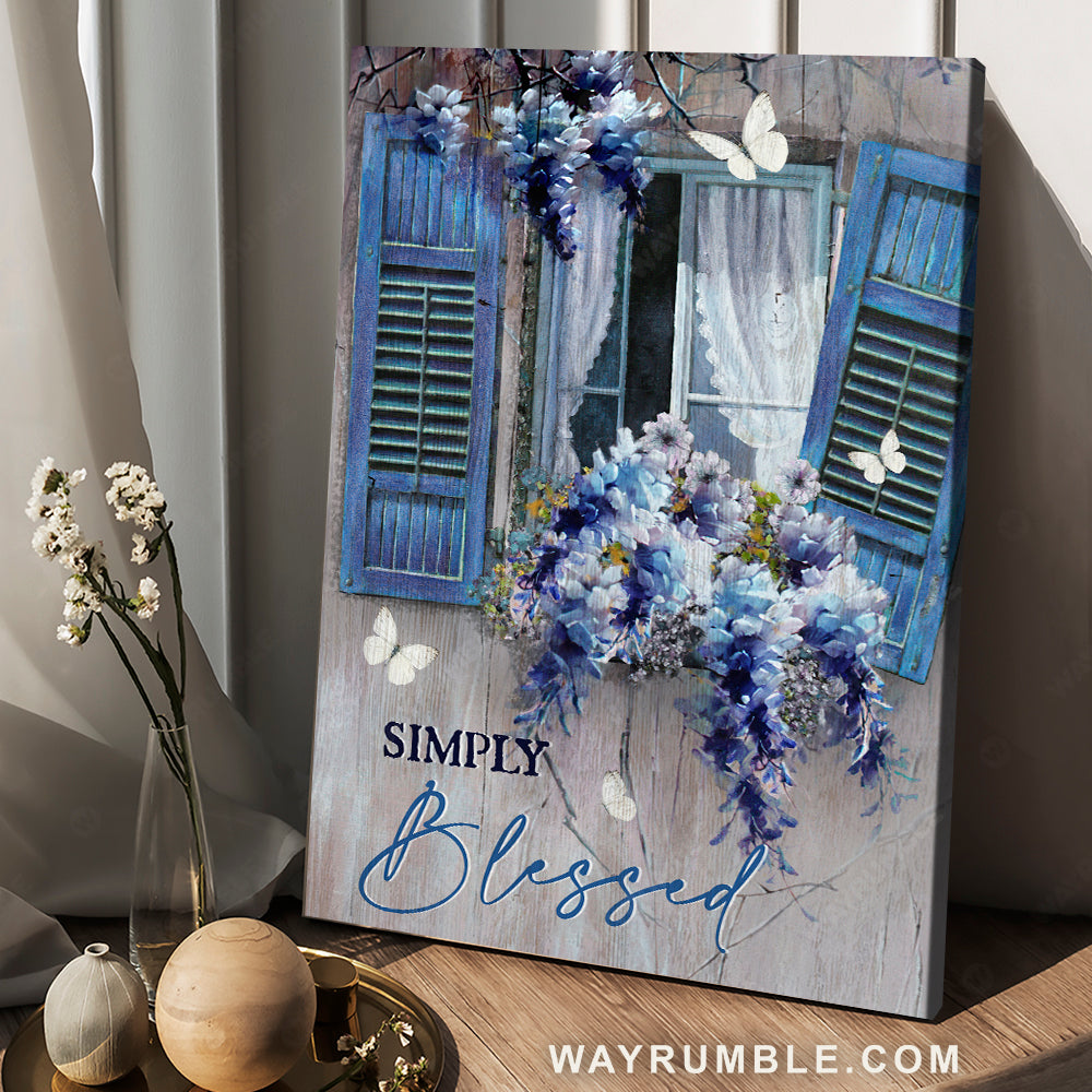 Chinese Wisteria, Blue window, Autumn garden, Simply blessed - Jesus Portrait Canvas Prints, Christian Wall Art