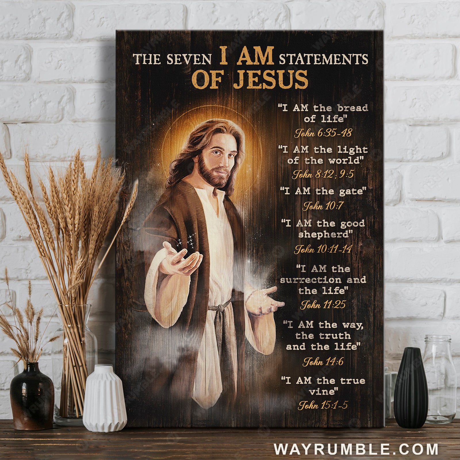 Jesus Christ, Light of the world, The seven I am statements - Jesus Portrait Canvas Prints, Christian Wall Art