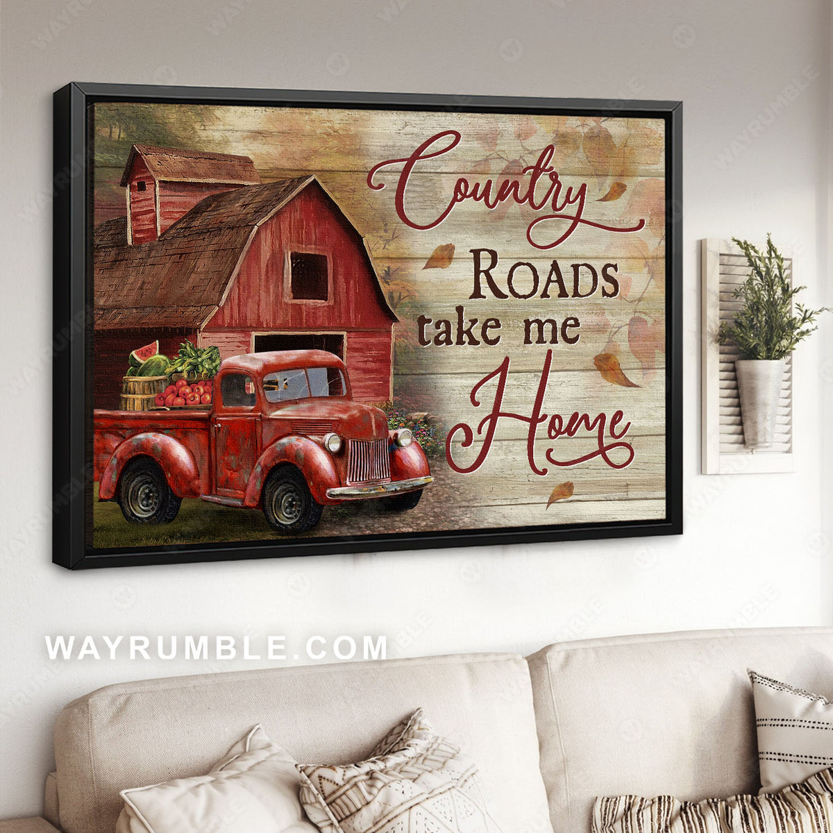 Big house, Red ladybug car, Peace farm, Country roads take me home - Jesus Landscape Canvas Prints, Christian Wall Art