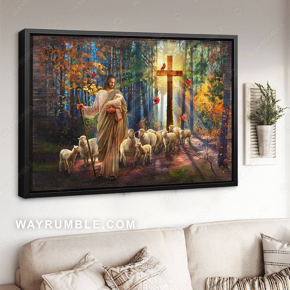 Jesus calls, Lamb of God, Amazing forest, Cross symbol - Jesus Landscape Canvas Prints, Christian Wall Art