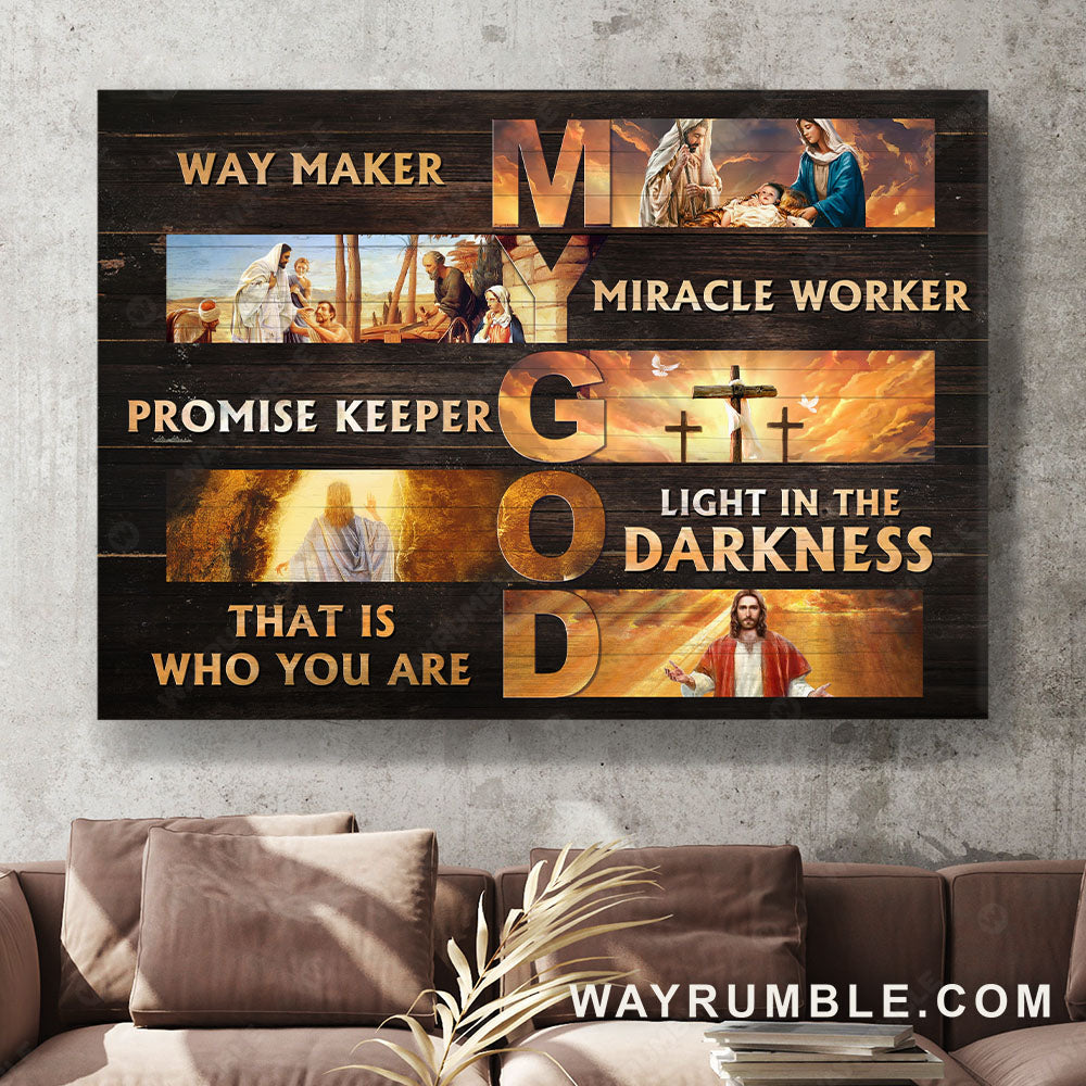 The life of Jesus, Infinite halo, Way maker, Light in the darkness - Jesus Landscape Canvas Prints, Christian Wall Art