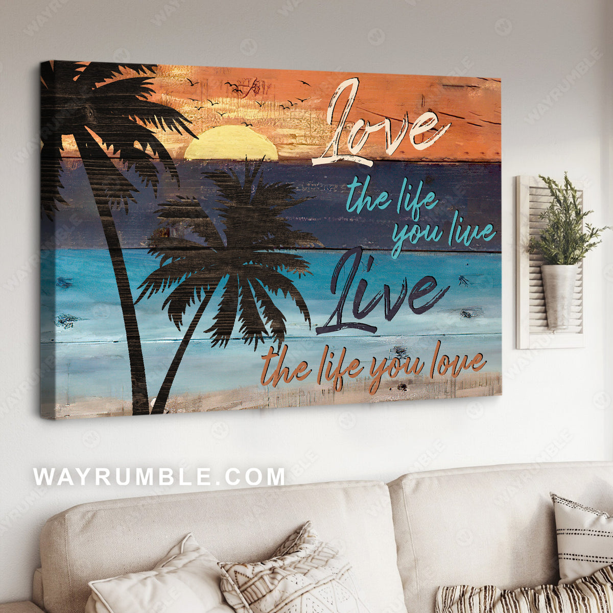 Stunning sunset, Watercolor coconut, Love the life you live - Jesus Landscape Canvas Prints, Christian Wall Art