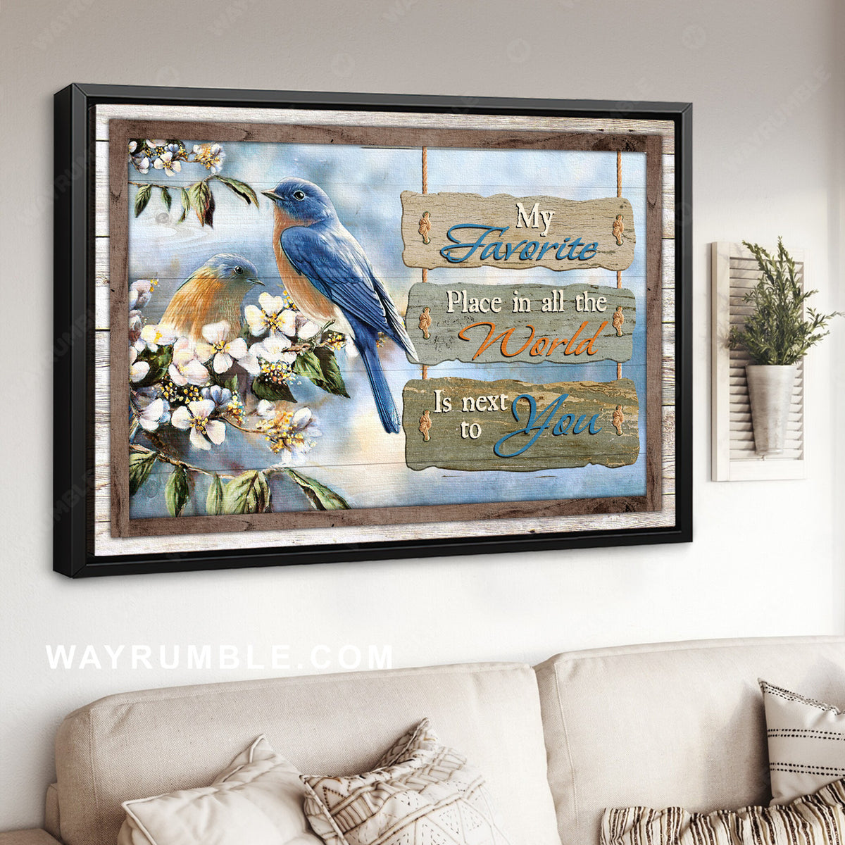 Pretty Eastern bluebird, Jasmine forest, My favorite place in all the world - Jesus Landscape Canvas Prints, Christian Wall Art