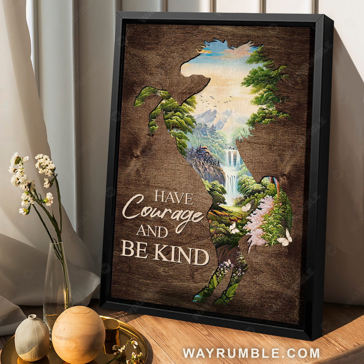 Amazing cave, Green forest, Have courage and be kind - Jesus Portrait Canvas Prints, Christian Wall Art