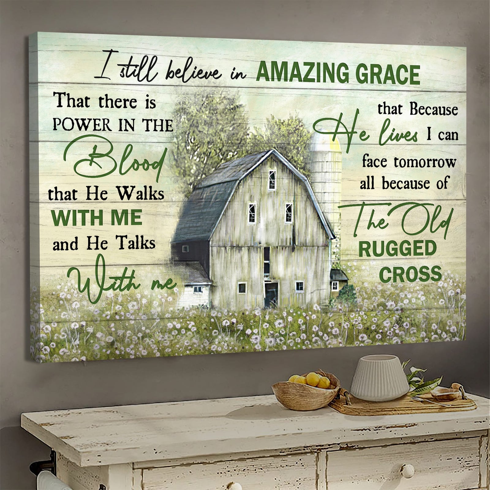 Flower field, Peaceful farm, I still believe in amazing grace - Jesus Landscape Canvas Prints, Wall Art