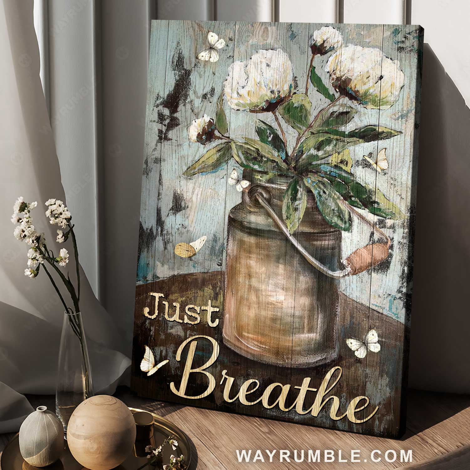 Still life painting, Watercolor artwork, Pretty flower, Just breathe - Jesus Portrait Canvas Prints, Home Decor Wall Art
