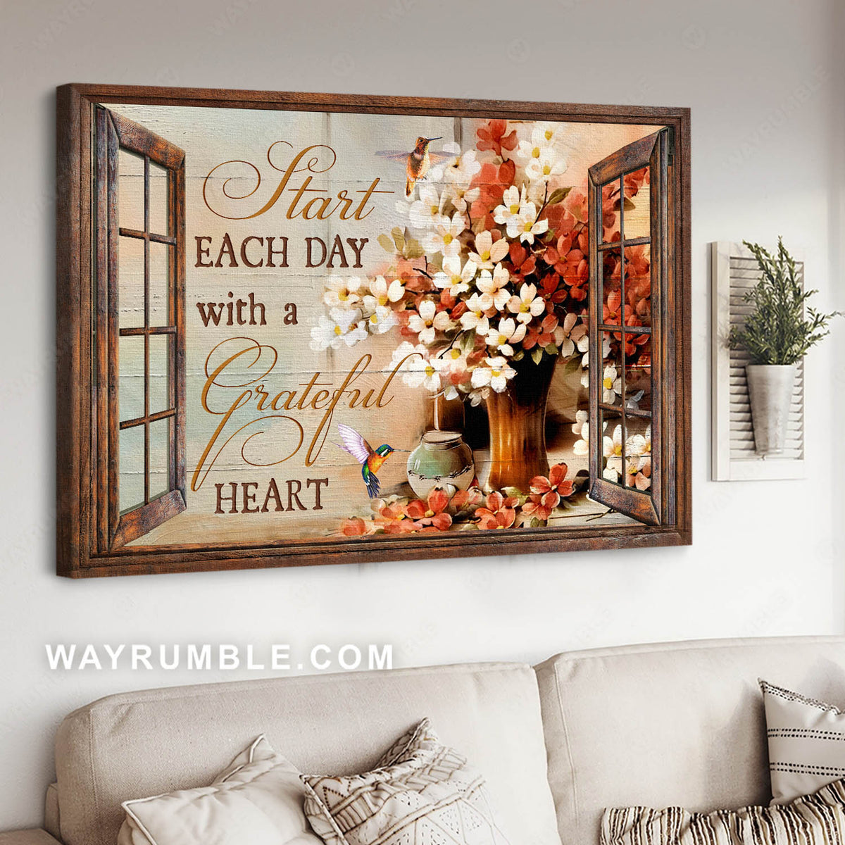 Dogwood flower, Red dogwood, Hummingbirds, Start each day - Jesus Landscape Canvas Prints, Christian Wall Art