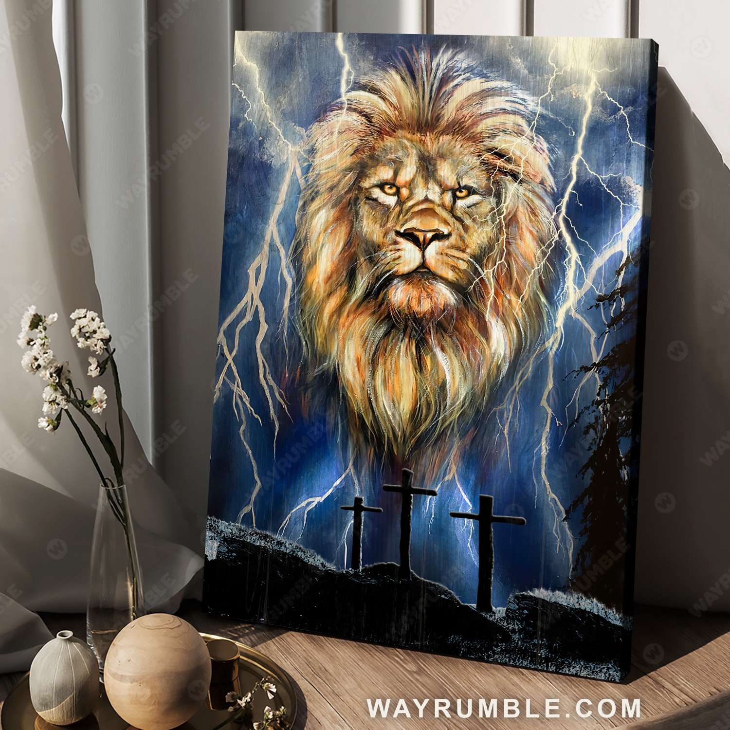 Lion of Judah, Thunderstorm, The amazing crosses - Jesus Portrait Canvas Prints, Christian Wall Art