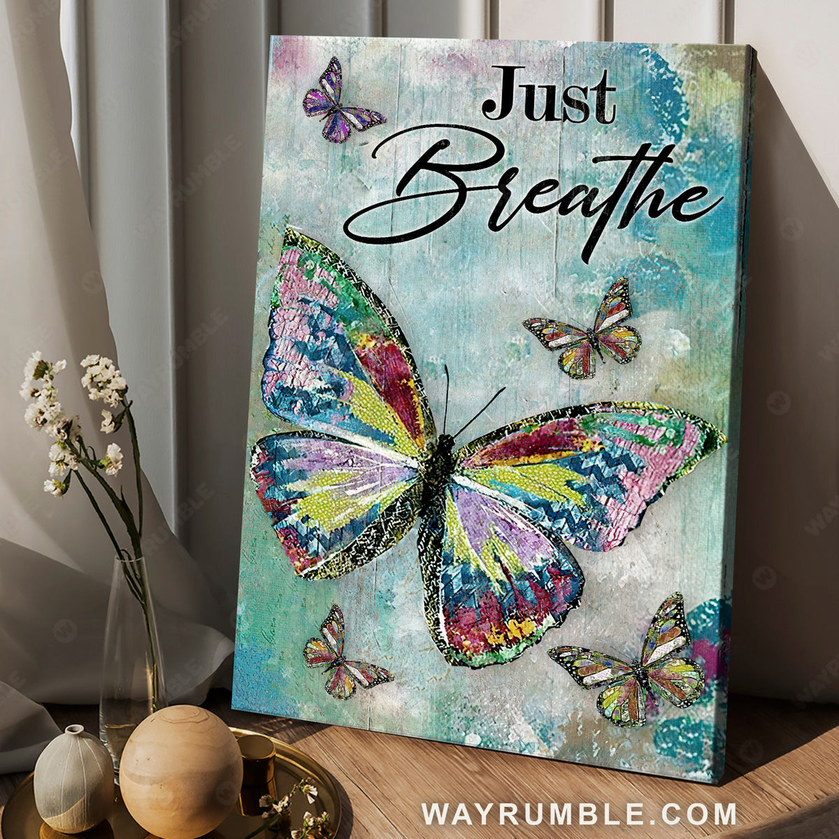 Brilliant butterfly, Colorful painting, Just breathe - Jesus Portrait Canvas Prints, Christian Wall Art