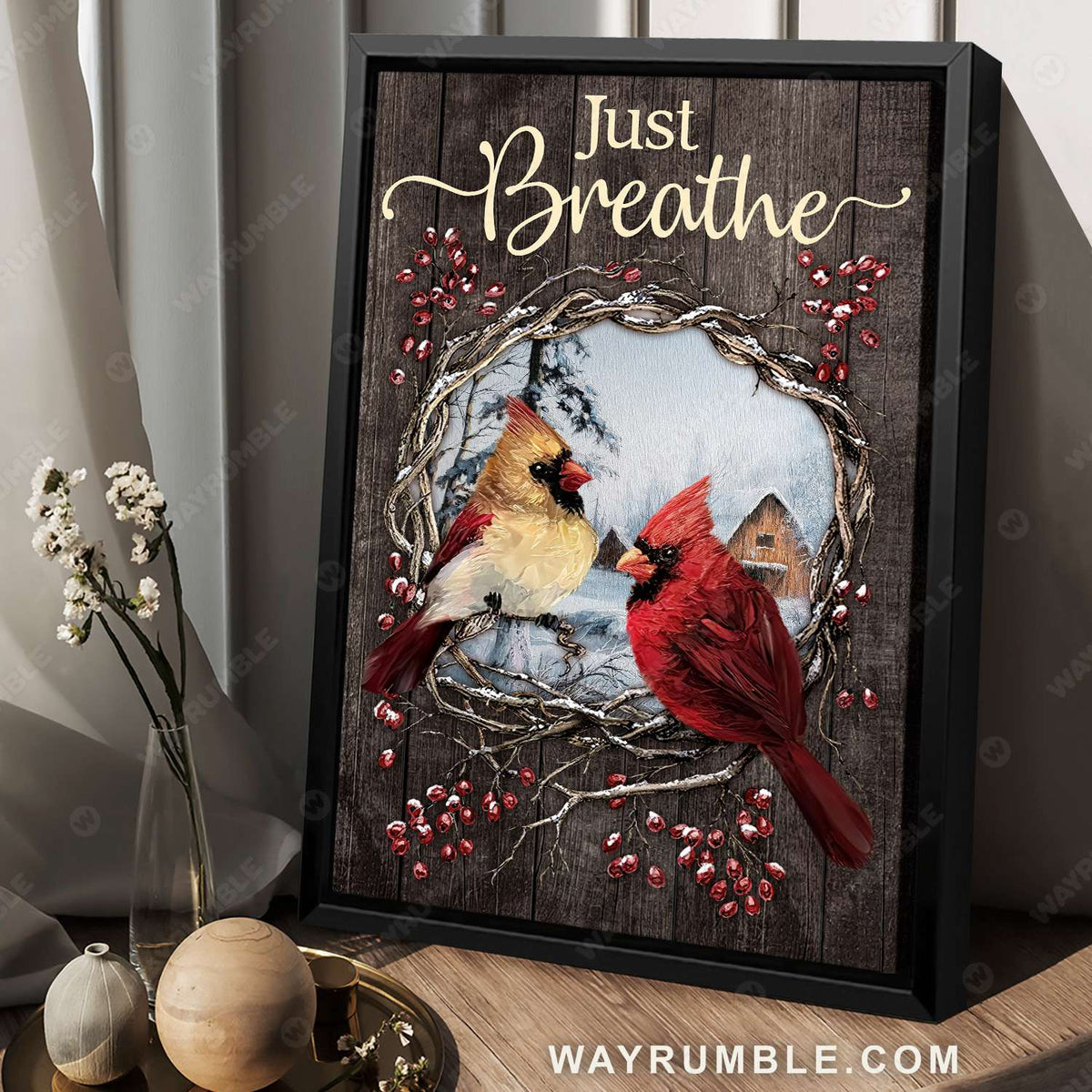 Cardinal painting, Winter village, Cranberry, Just breath - Jesus Portrait Canvas Prints, Wall Art