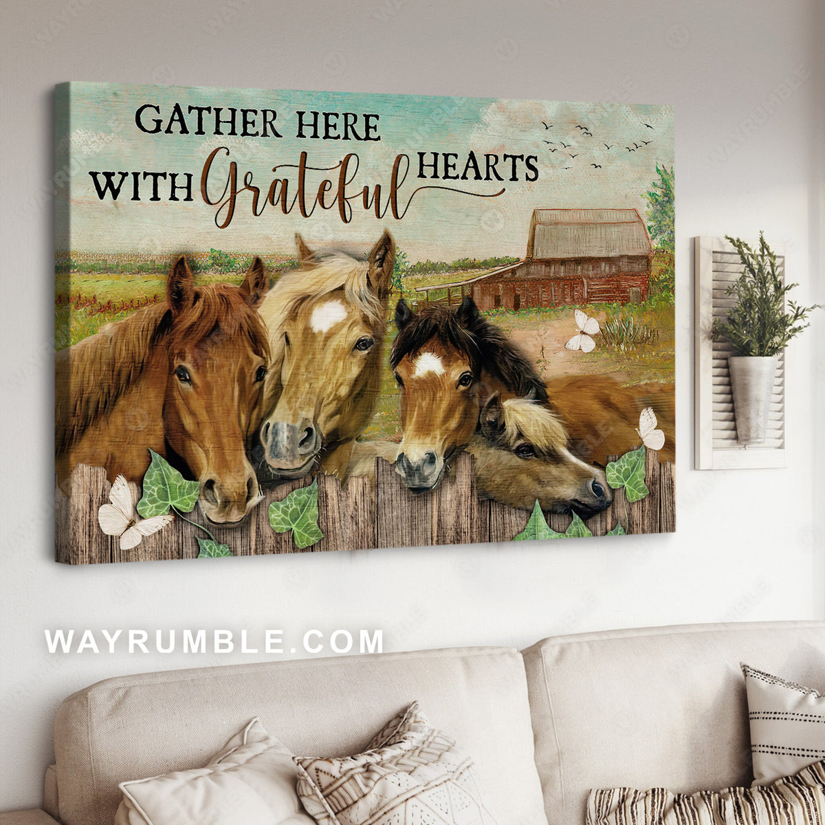 Quarter horses, Countryside drawing, Gather here with grateful hearts - Jesus Landscape Canvas Prints, Christian Wall Art