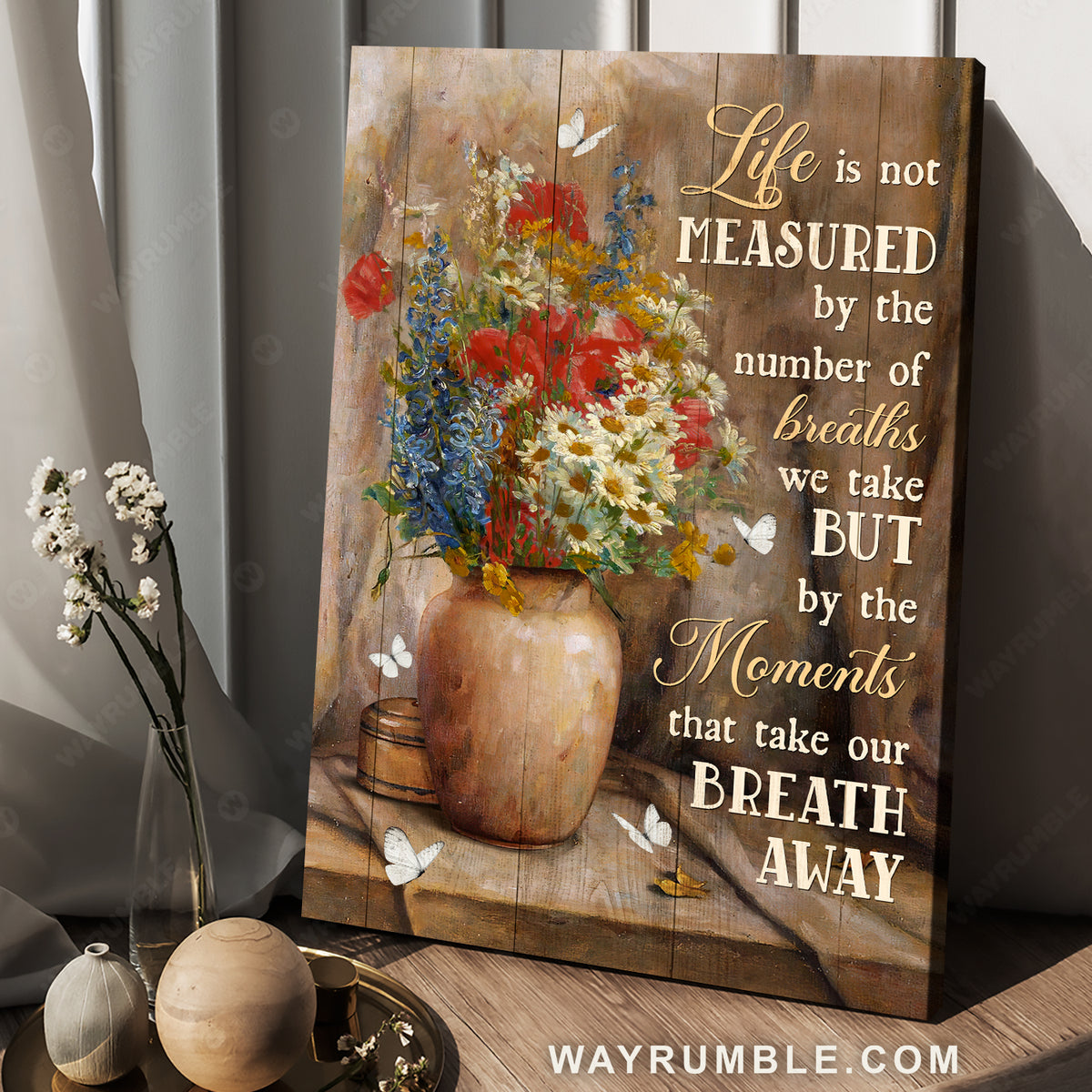 Flower artwork, Flower vase, Life is not measured by the number of breaths - Jesus Portrait Canvas Prints, Home Decor Wall Art