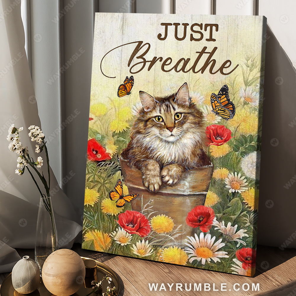 Cute calico cat, Poppy drawing, Beautiful flower garden, Just breathe - Jesus Portrait Canvas Prints, Christian Wall Art