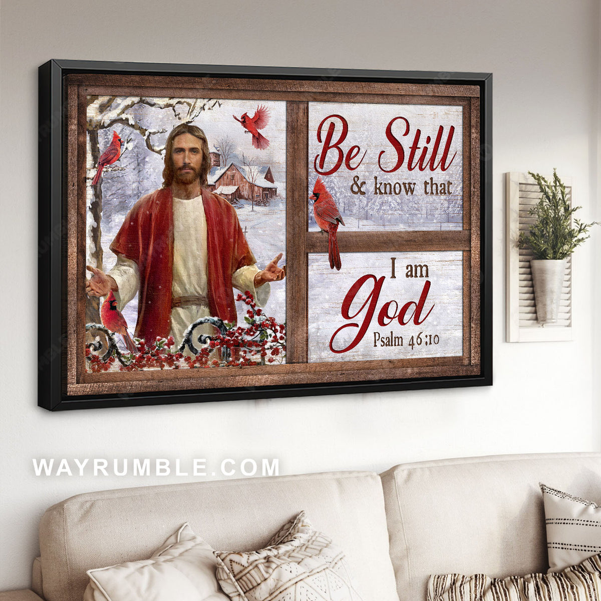 Christmas is coming, Beautiful Jesus, Cardinal, Be still and know I am God - Jesus Landscape Canvas Prints, Home Decor Wall Art