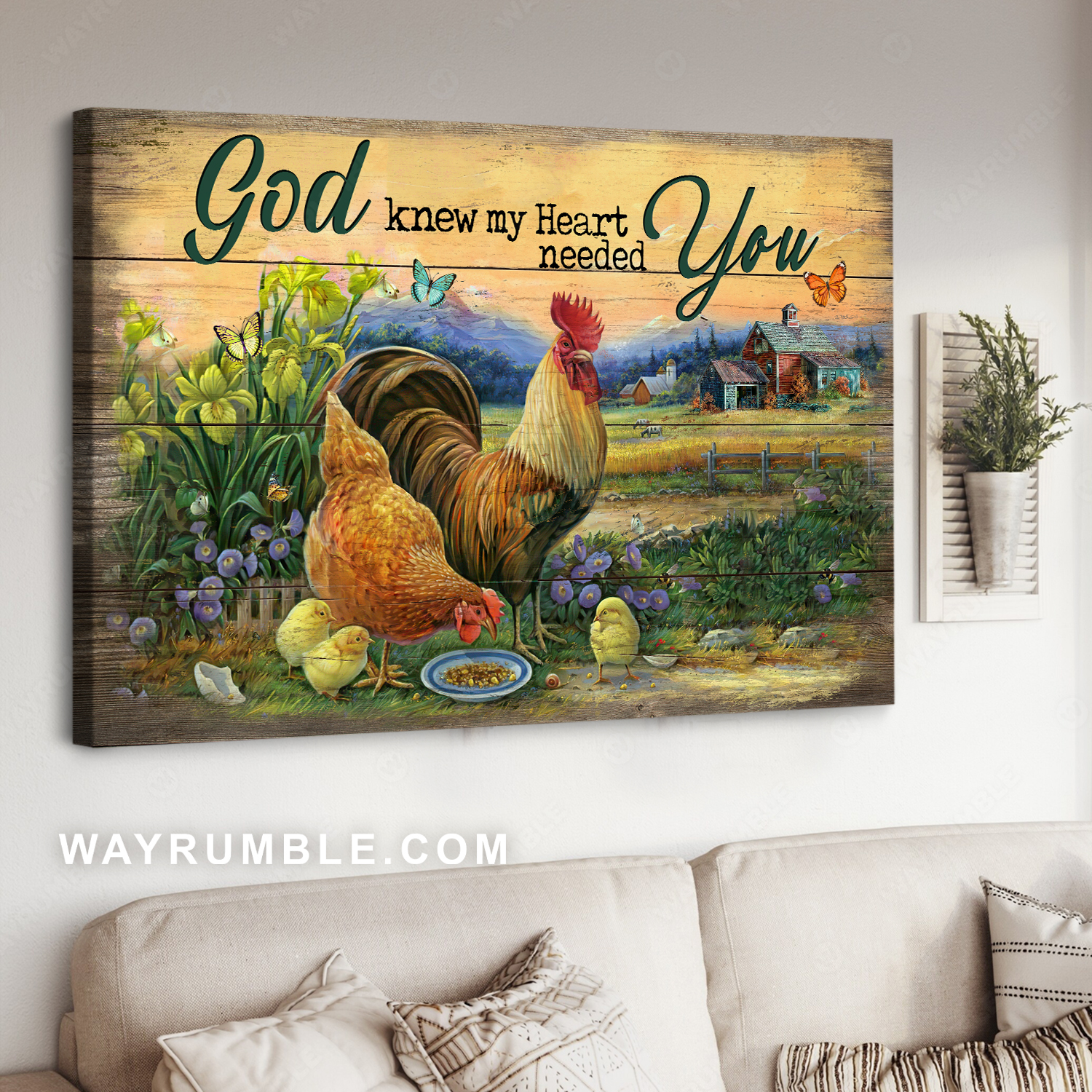 Chicken drawing, Lily flower, Meadow land, Sunset, God knew my heart needed you - Jesus Landscape Canvas Prints, Christian Wall Art