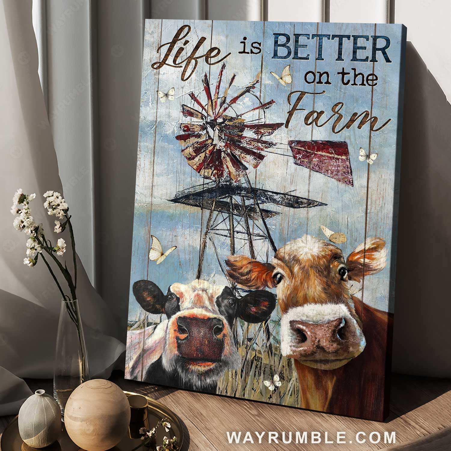 Farm artwork, Lovely cow painting, Cute windmill, Life is better on the farm - Jesus Portrait Canvas Prints, Home Decor Wall Art