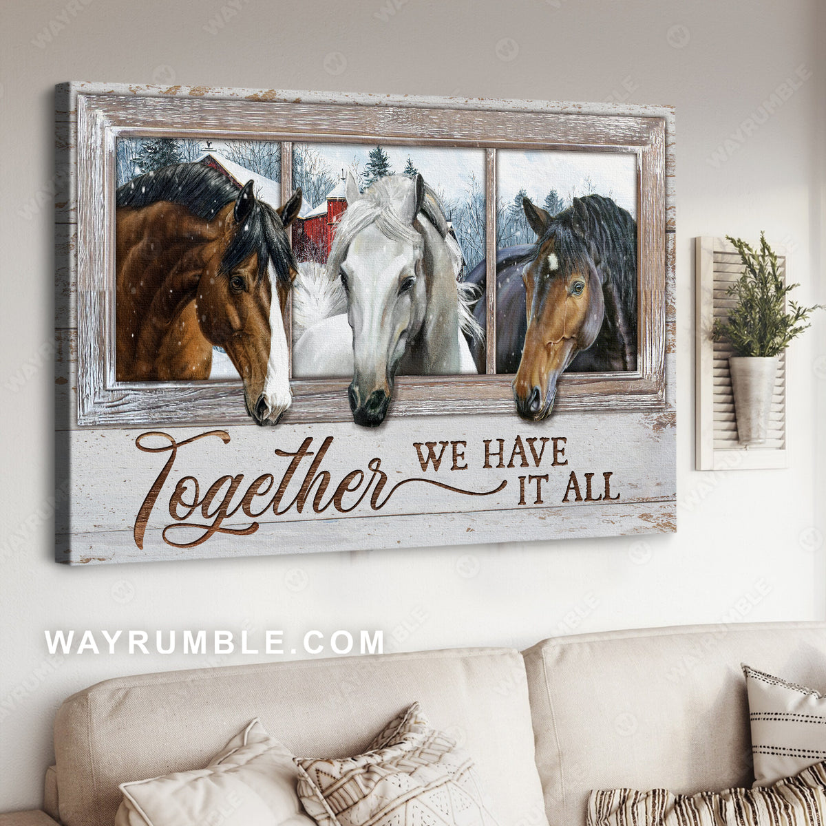 Winter painting, Quarter horse, Together we have it all - Jesus Landscape Canvas Prints, Home Decor Wall Art