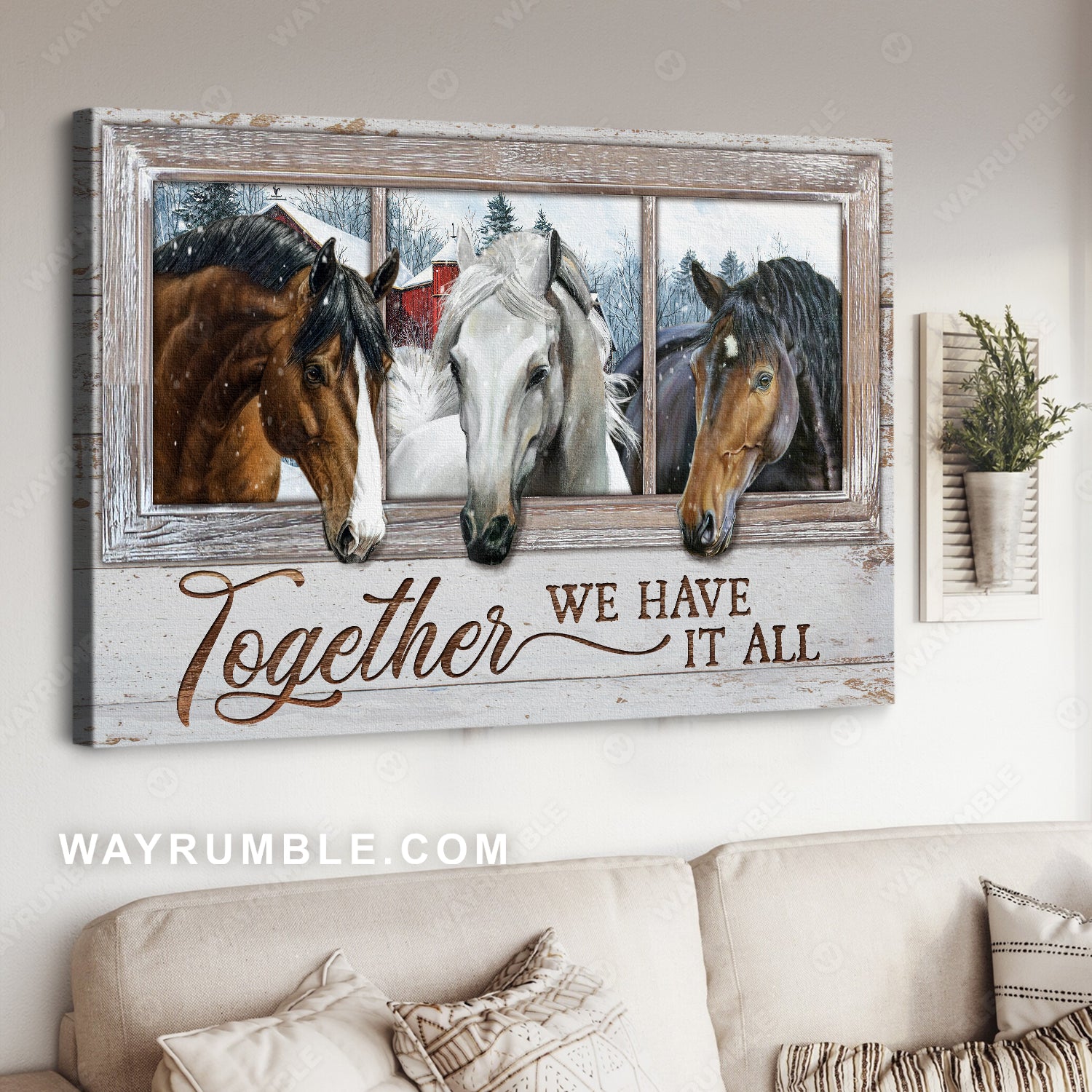 Winter painting, Quarter horse, Together we have it all - Jesus Landscape Canvas Prints, Home Decor Wall Art