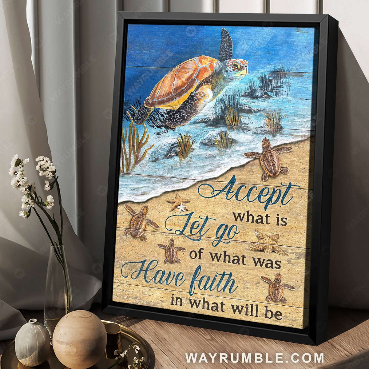 Sea turtle, Starfish, Ocean painting, Have faith in what will be - Jesus Portrait Canvas Prints, Christian Wall Art