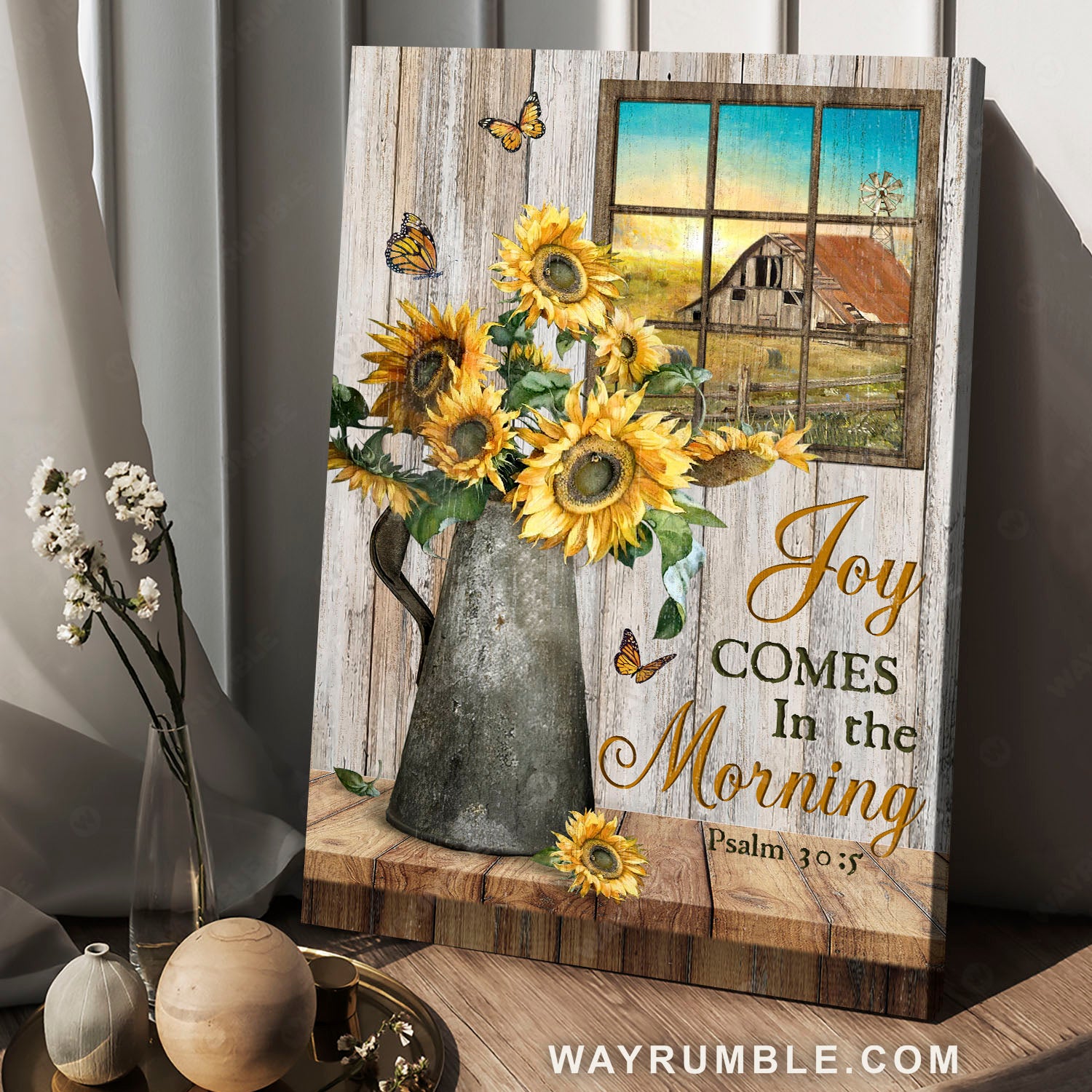 Lemon queen sunflower, Sunrise sky, Farm life, Joy comes in the morning - Jesus Portrait Canvas Prints, Christian Wall Art