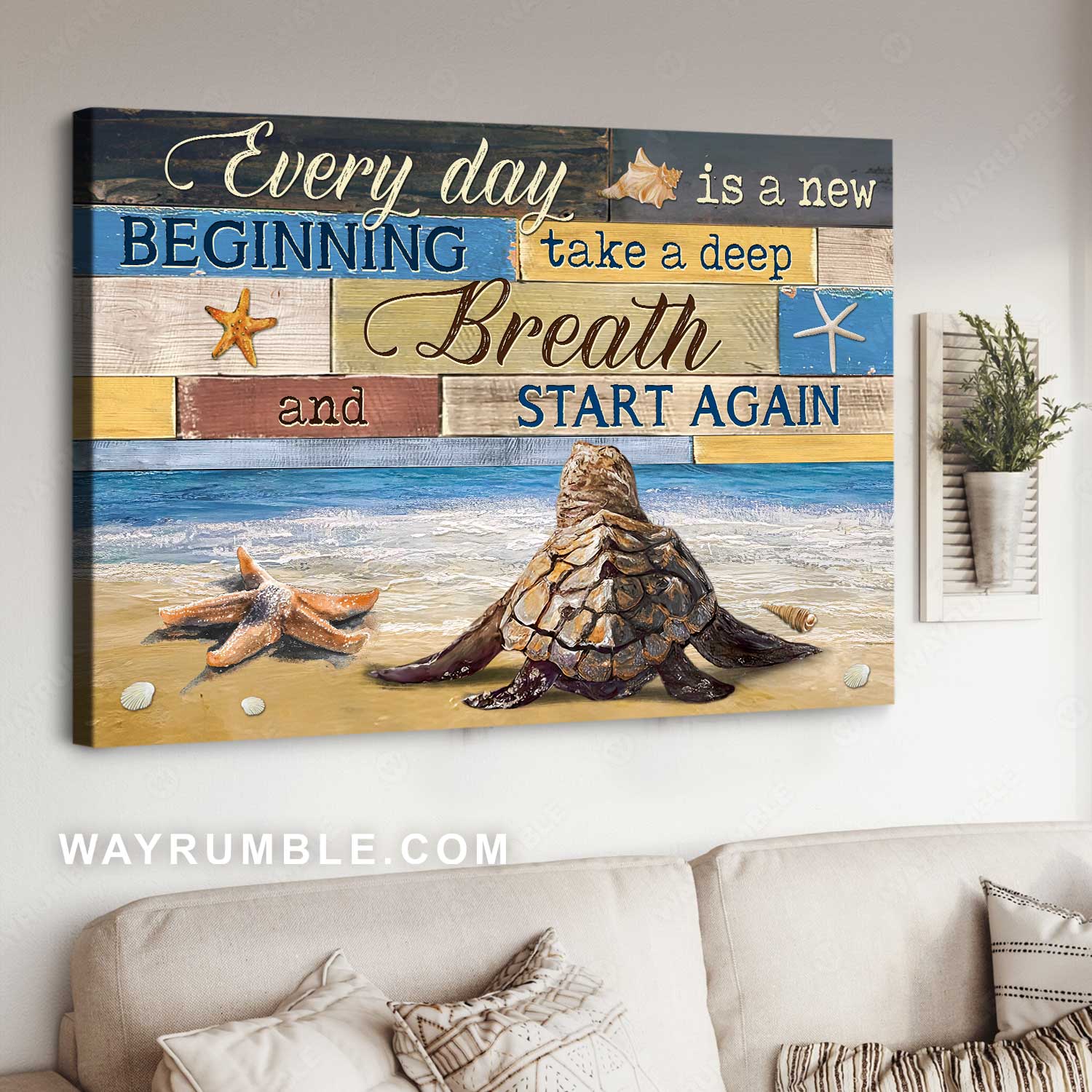 Old sea turtle, Amazing ocean, Starfish drawing, Every day is a new beginning - Jesus Landscape Canvas Prints, Home Decor Wall Art