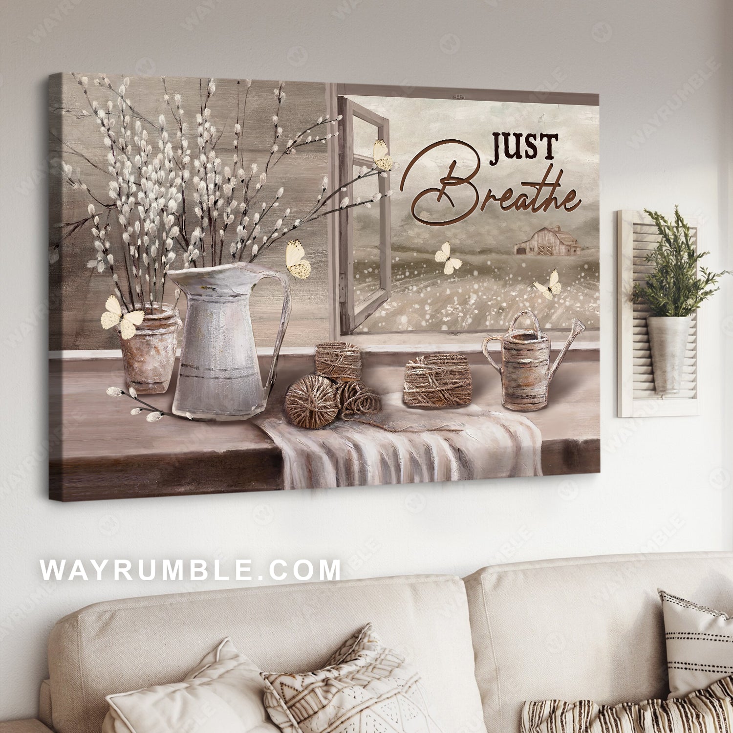Baby flower, Rope drawing, Vintage painting, Just breathe - Jesus Landscape Canvas Prints, Christian Wall Art